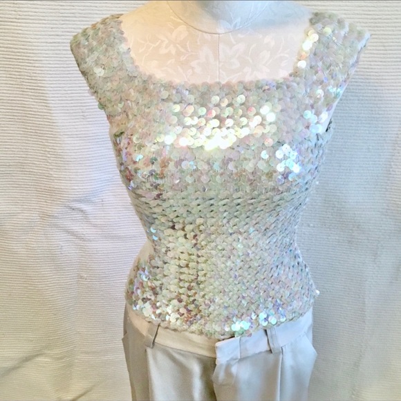Vintage 90s Tube Convertible Mermaid Sequin Top - Picture 8 of 8